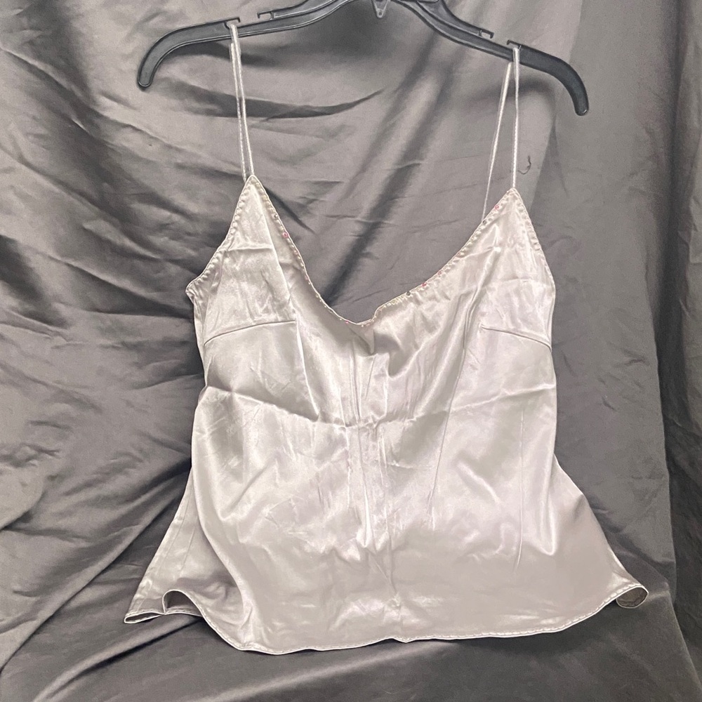 Tahari Dove Gray Silk Cami Top